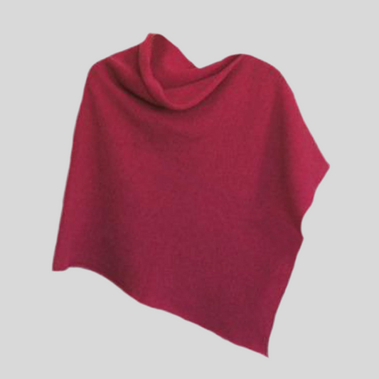 Poncho poppy red merino lambswool