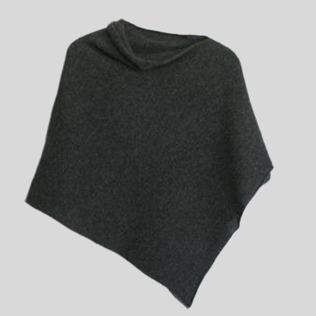 Poncho coal grey merino lambswool