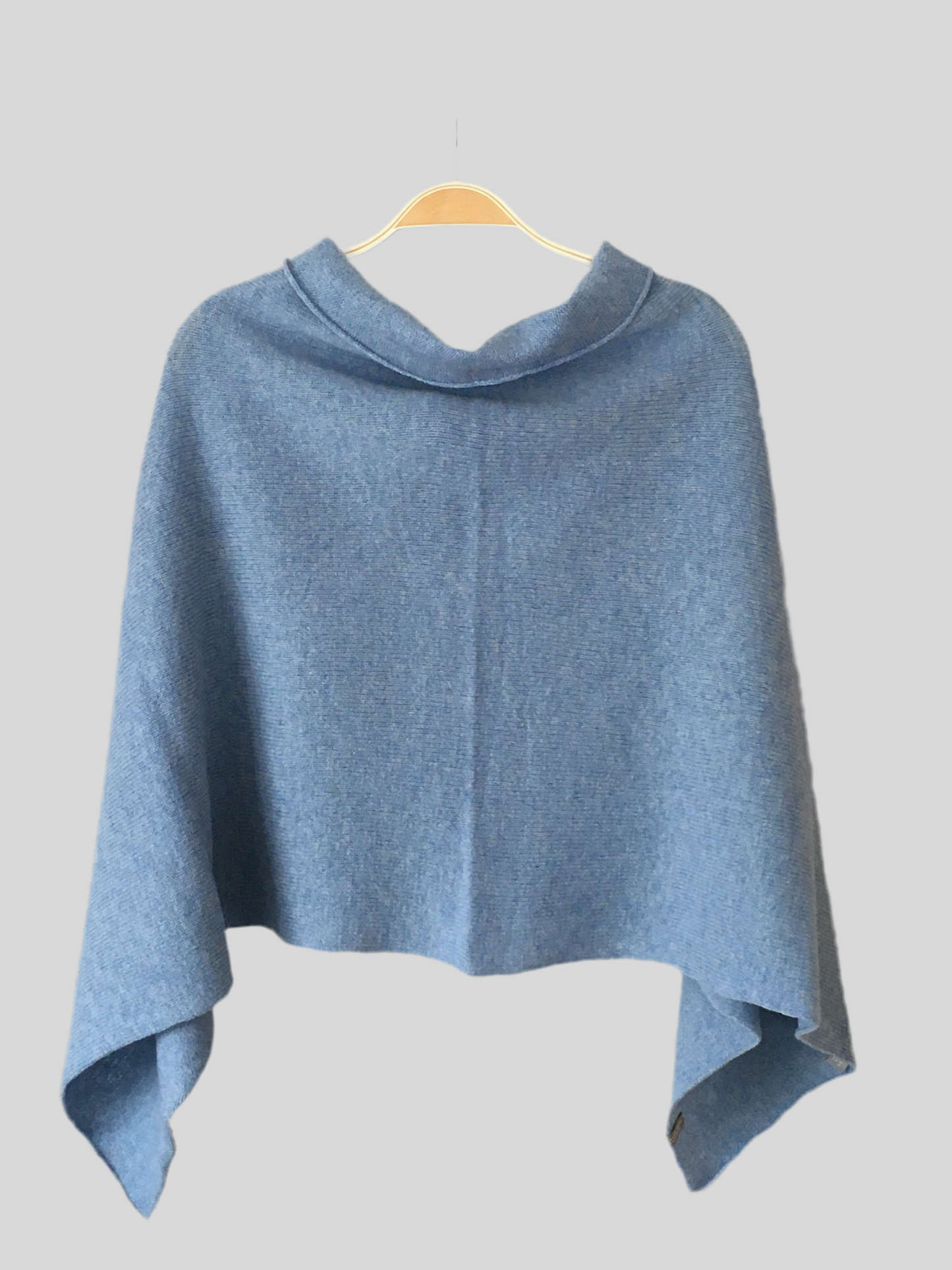 Poncho light blue merino lambswool