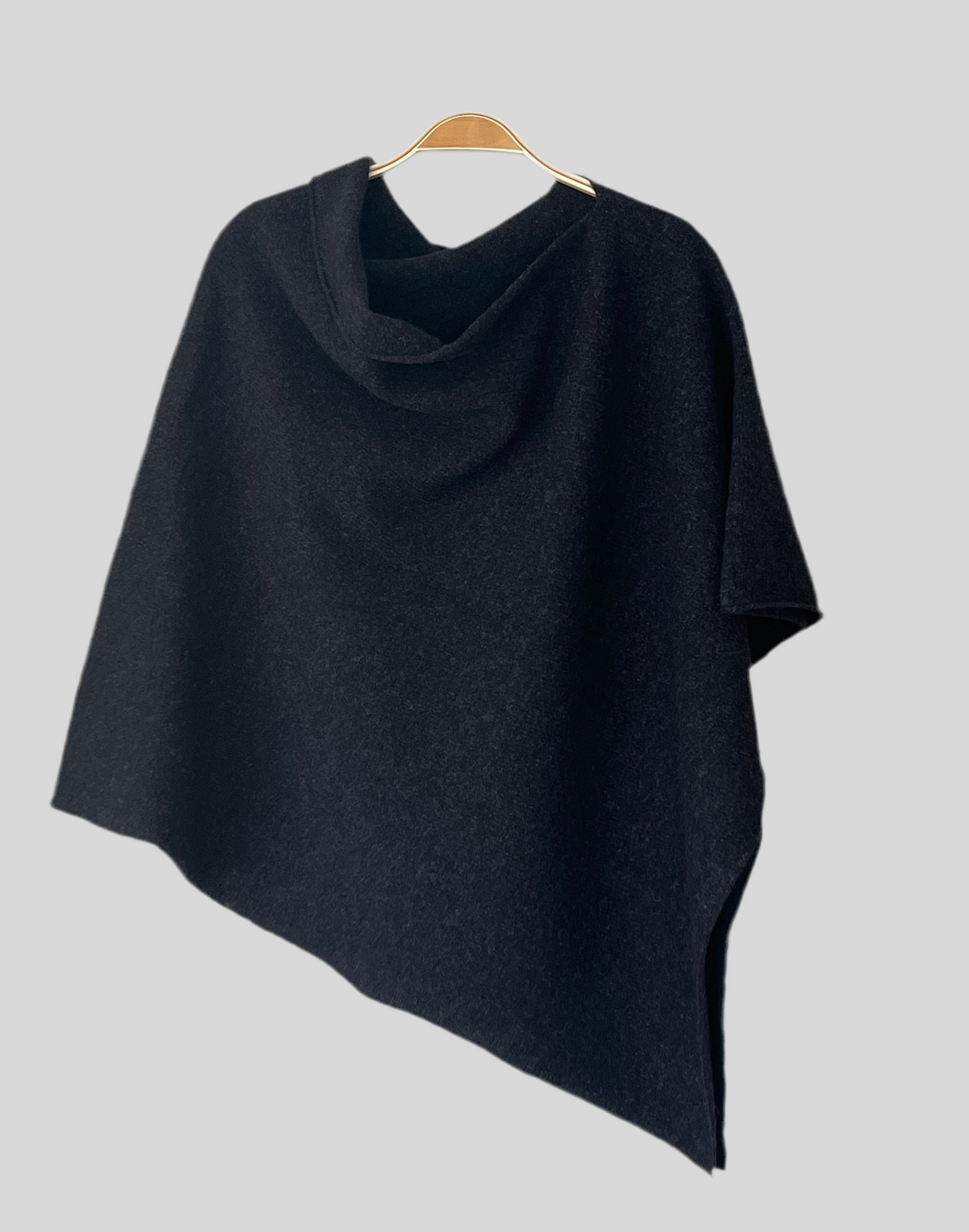 Poncho graphite nearly black merino lambswool