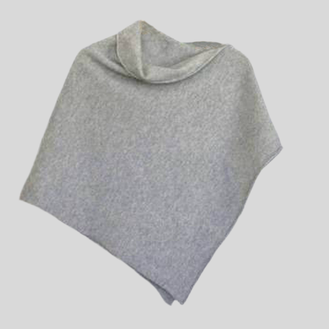 Poncho pearl grey merino lambswool