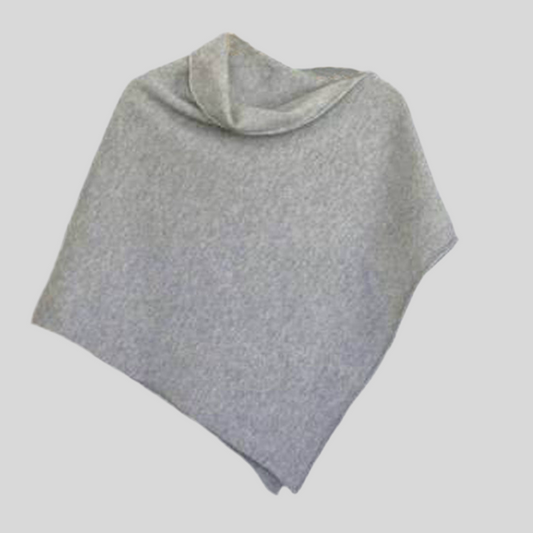 Poncho pearl grey merino lambswool