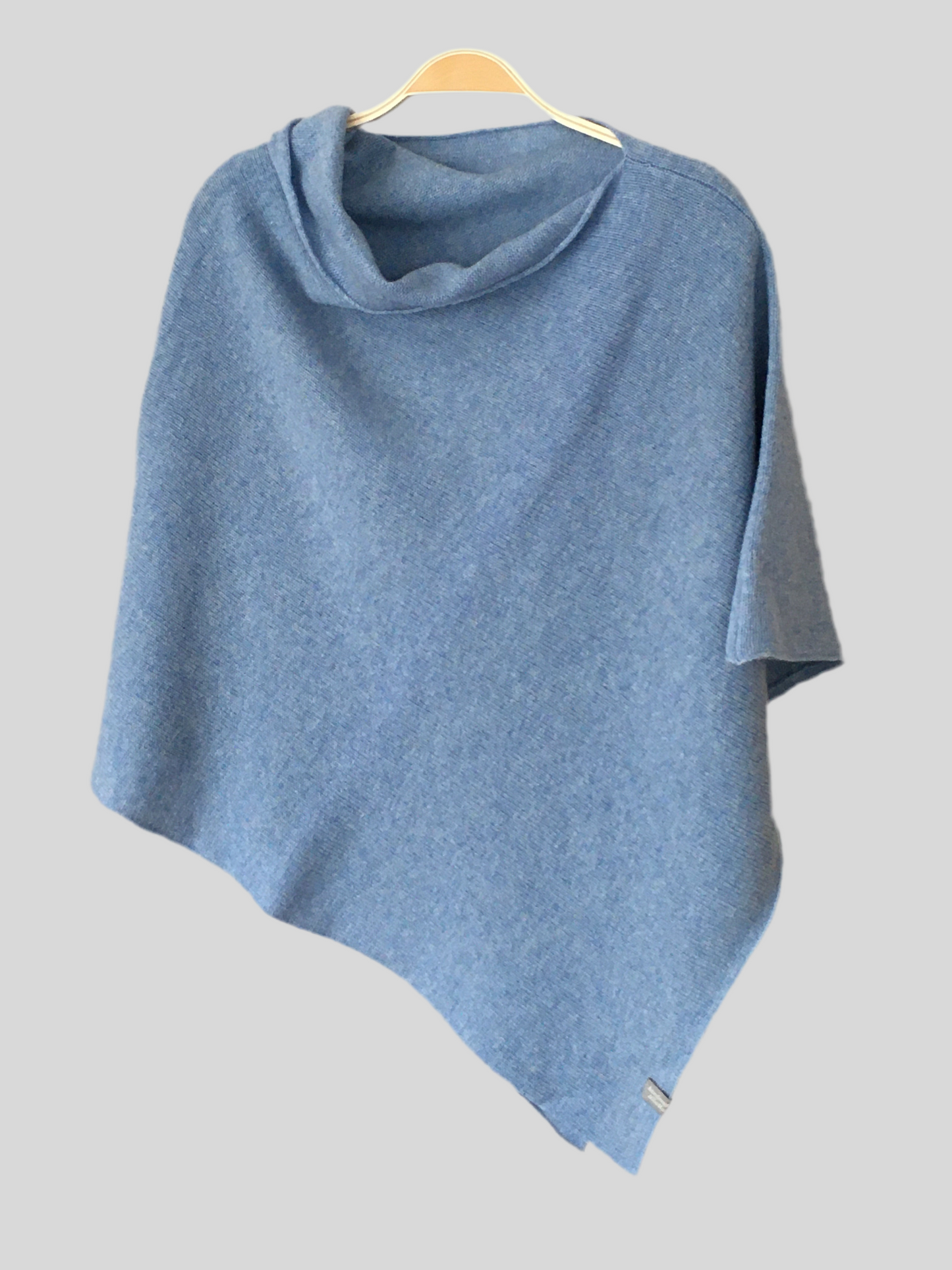 Poncho light blue merino lambswool