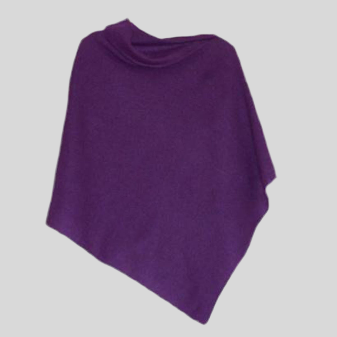 Poncho lupin purple merino lambswool