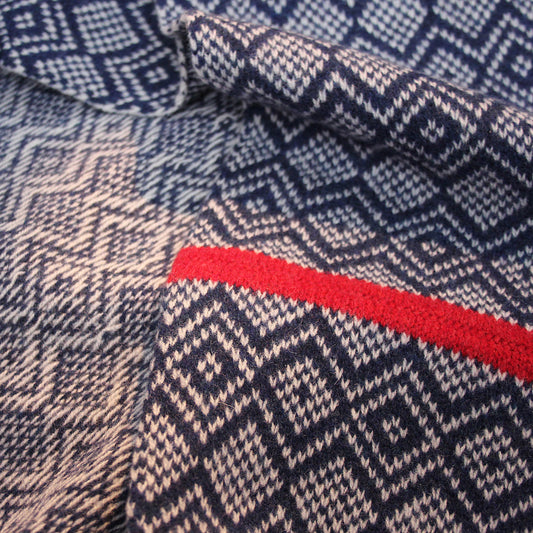 Snood - Infinity Scarf Soft Merino Lambswool Scandi Scarf Indigo Blue and Cream