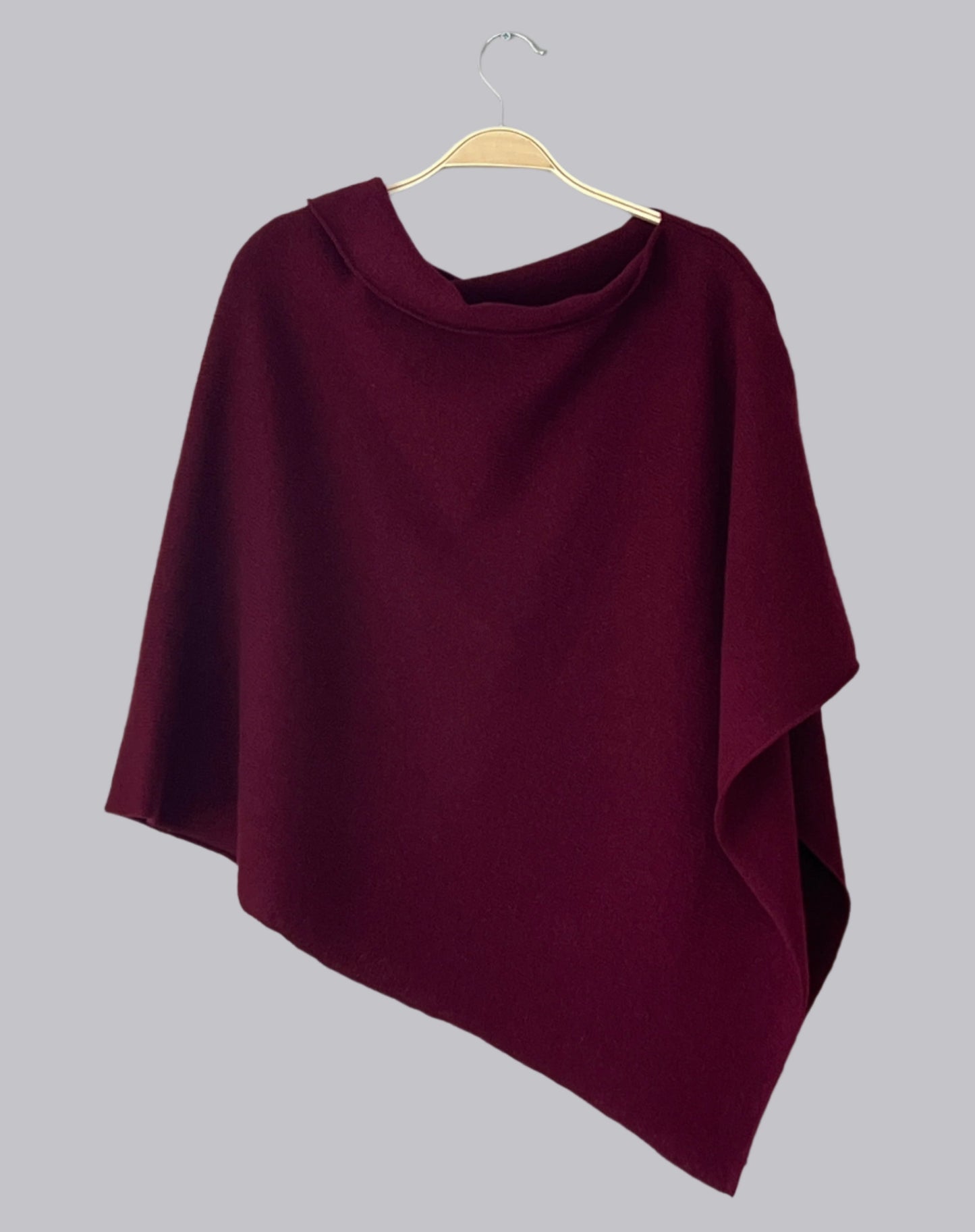 Merino lambswool poncho Bordeaux red wine