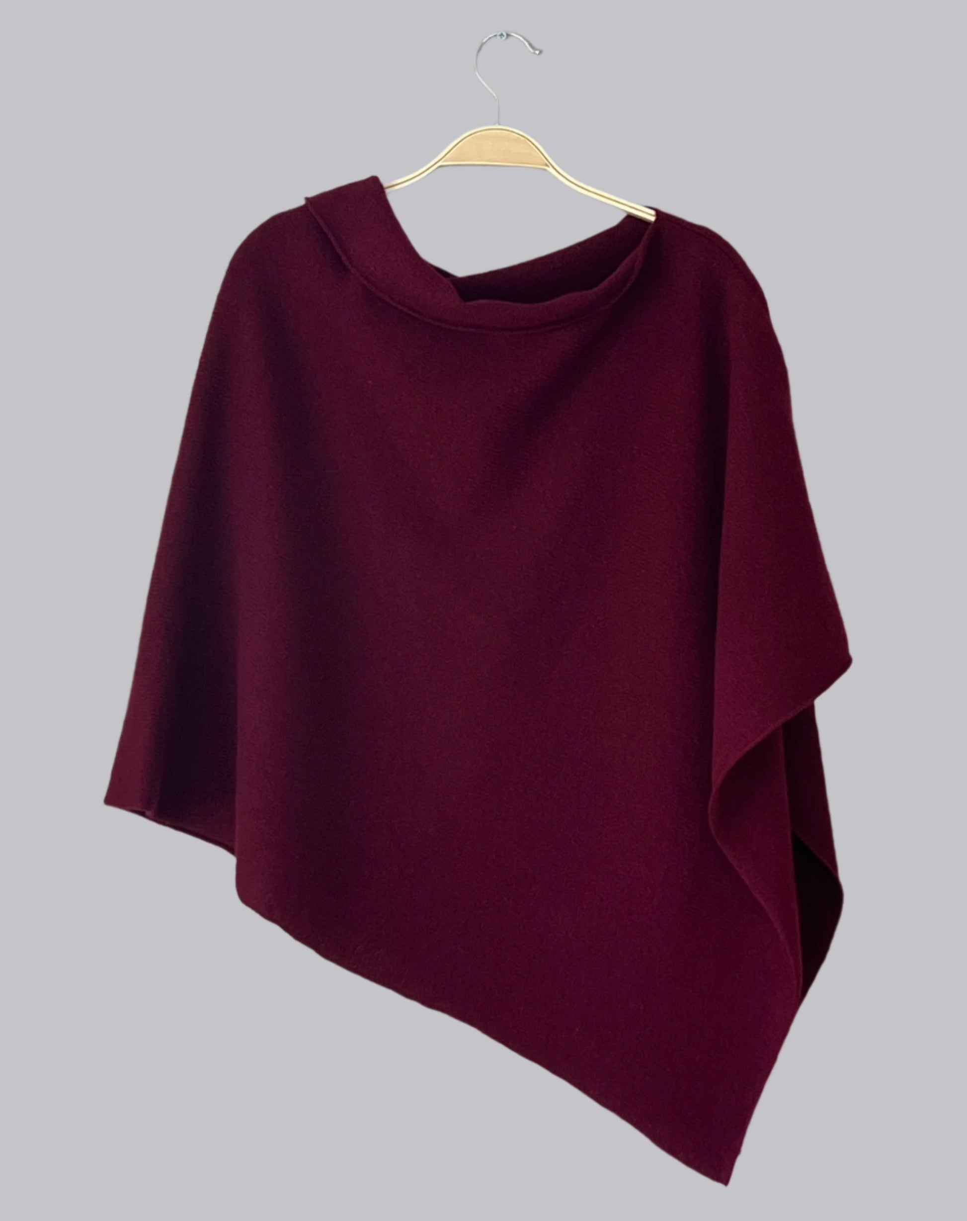 Merino lambswool poncho Bordeaux red wine