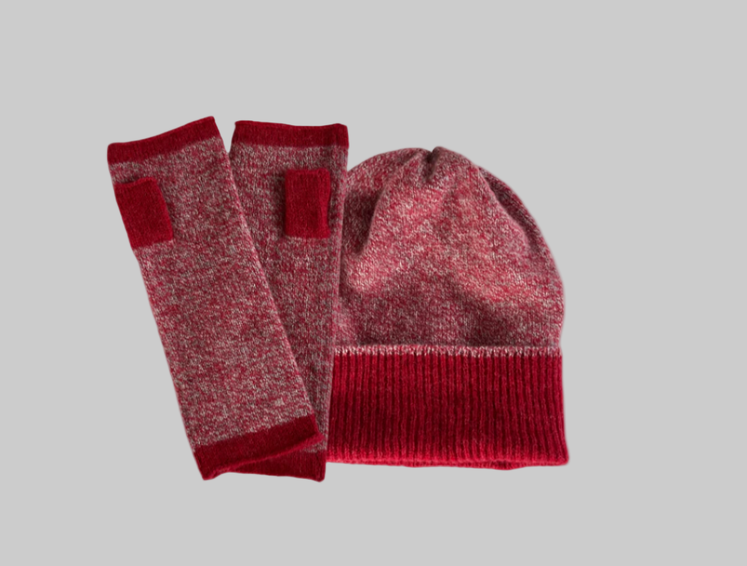 Gift set- Hat and mittens soft marled merino lambswool