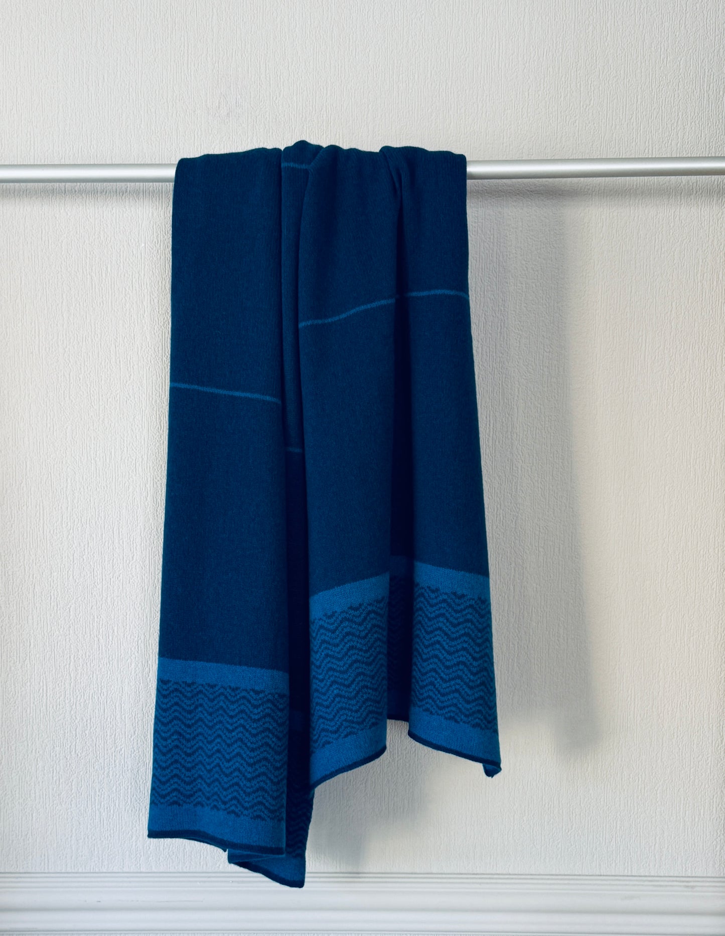 Shawl scarf wrap malabar blue and neptune wave pattern and stripes
