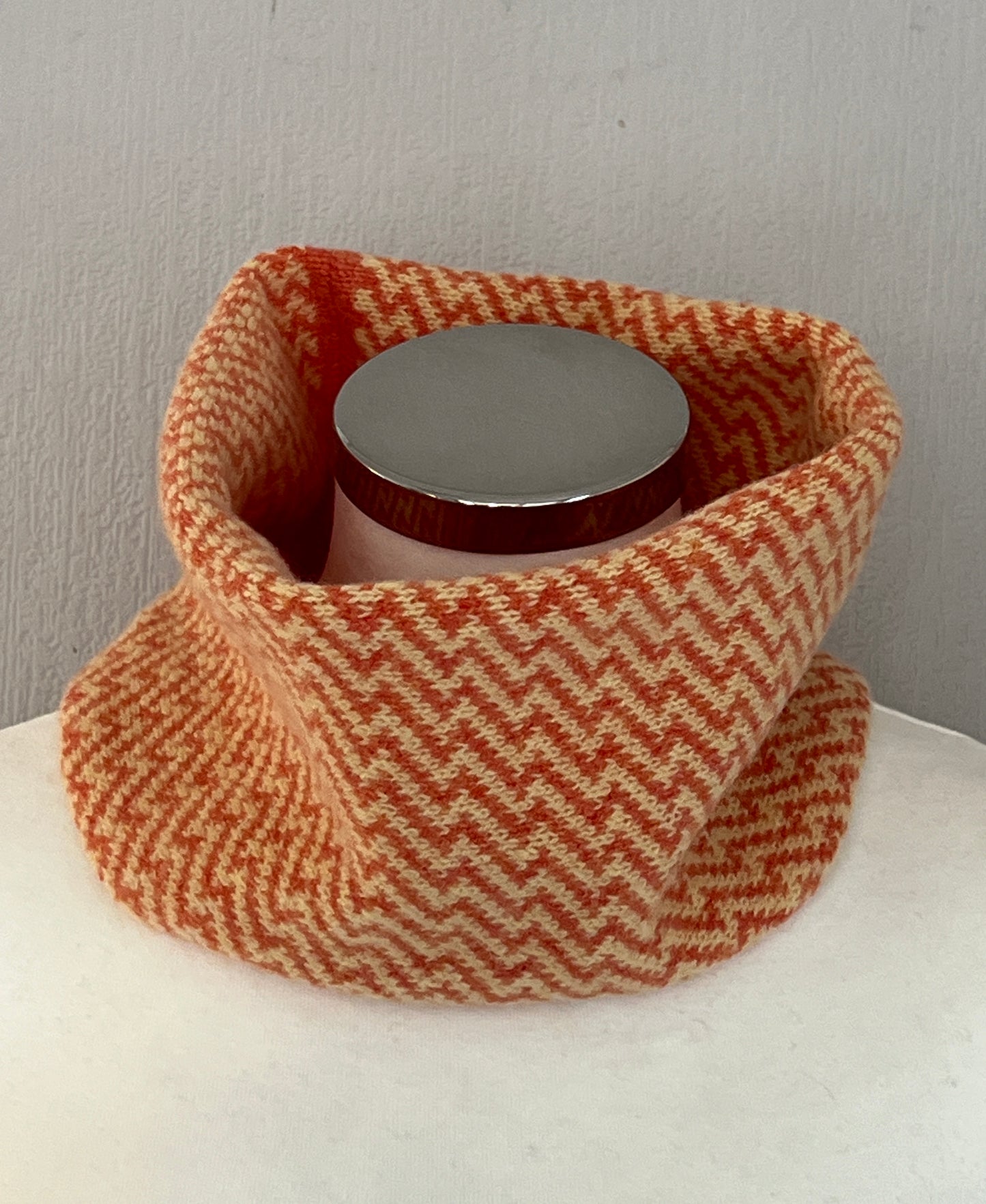 Neck warmer, cowl, snood with fair isle pattern soft merino lambswool