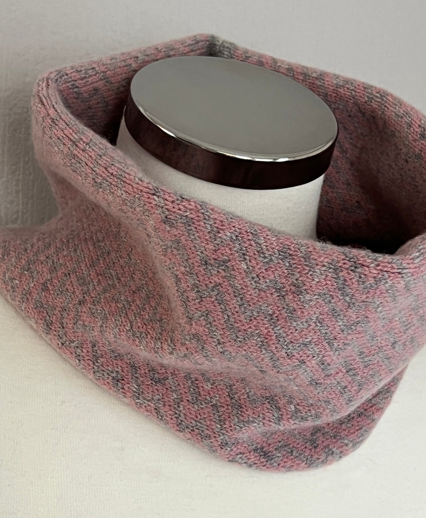 Neck warmer, cowl, snood with fair isle pattern soft merino lambswool