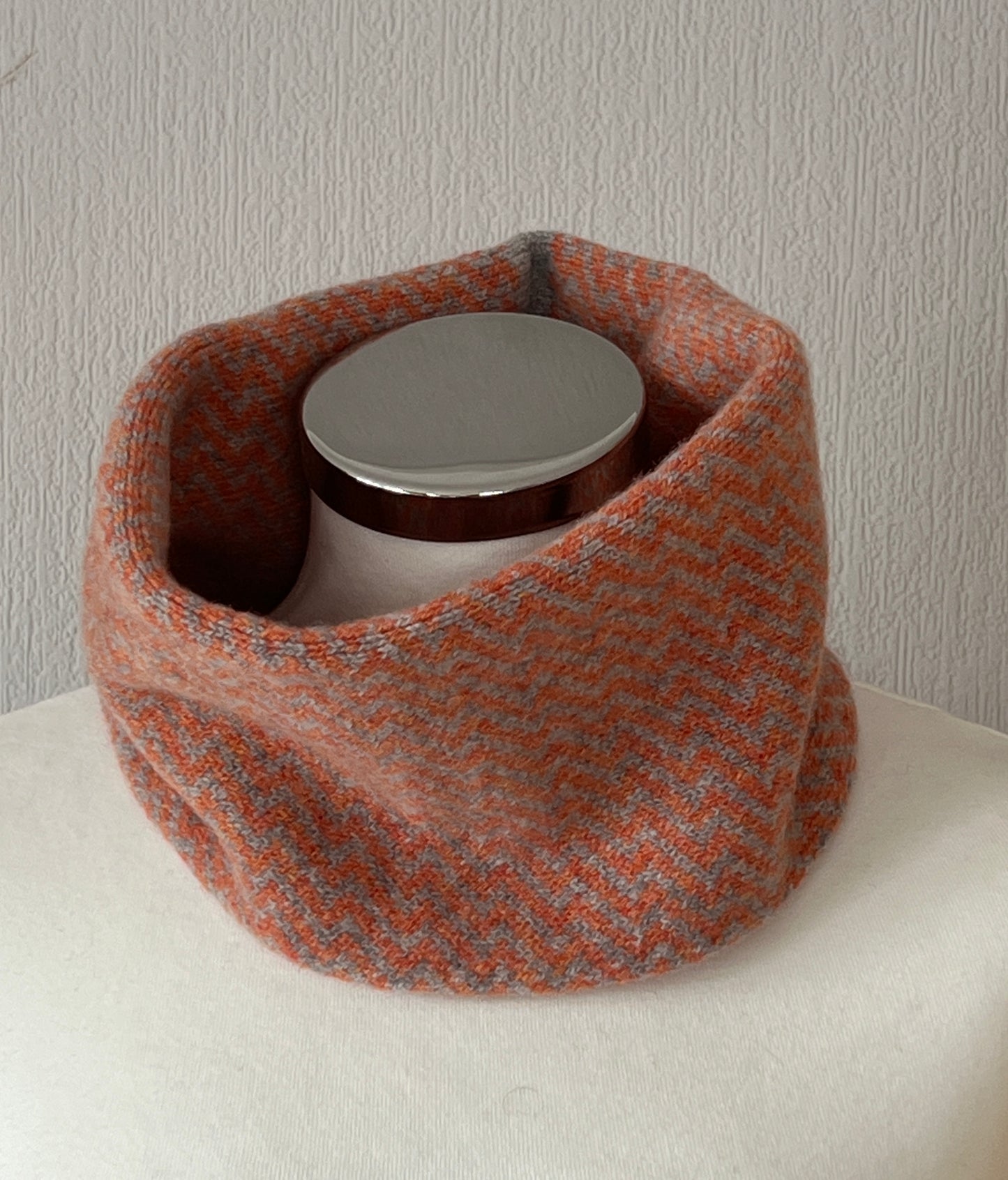 Neck warmer, cowl, snood with fair isle pattern soft merino lambswool