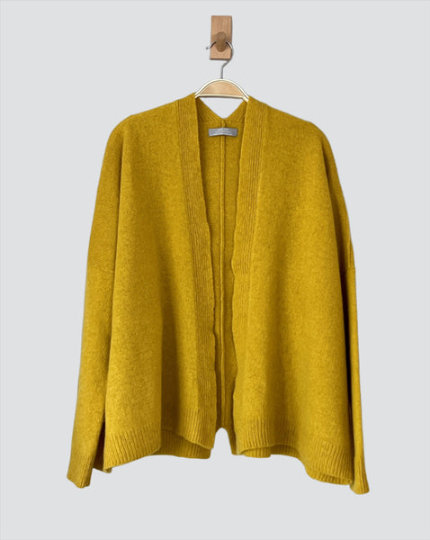 Cardigan edge to edge boxy style mustard yellow (no buttons) - Made to Order