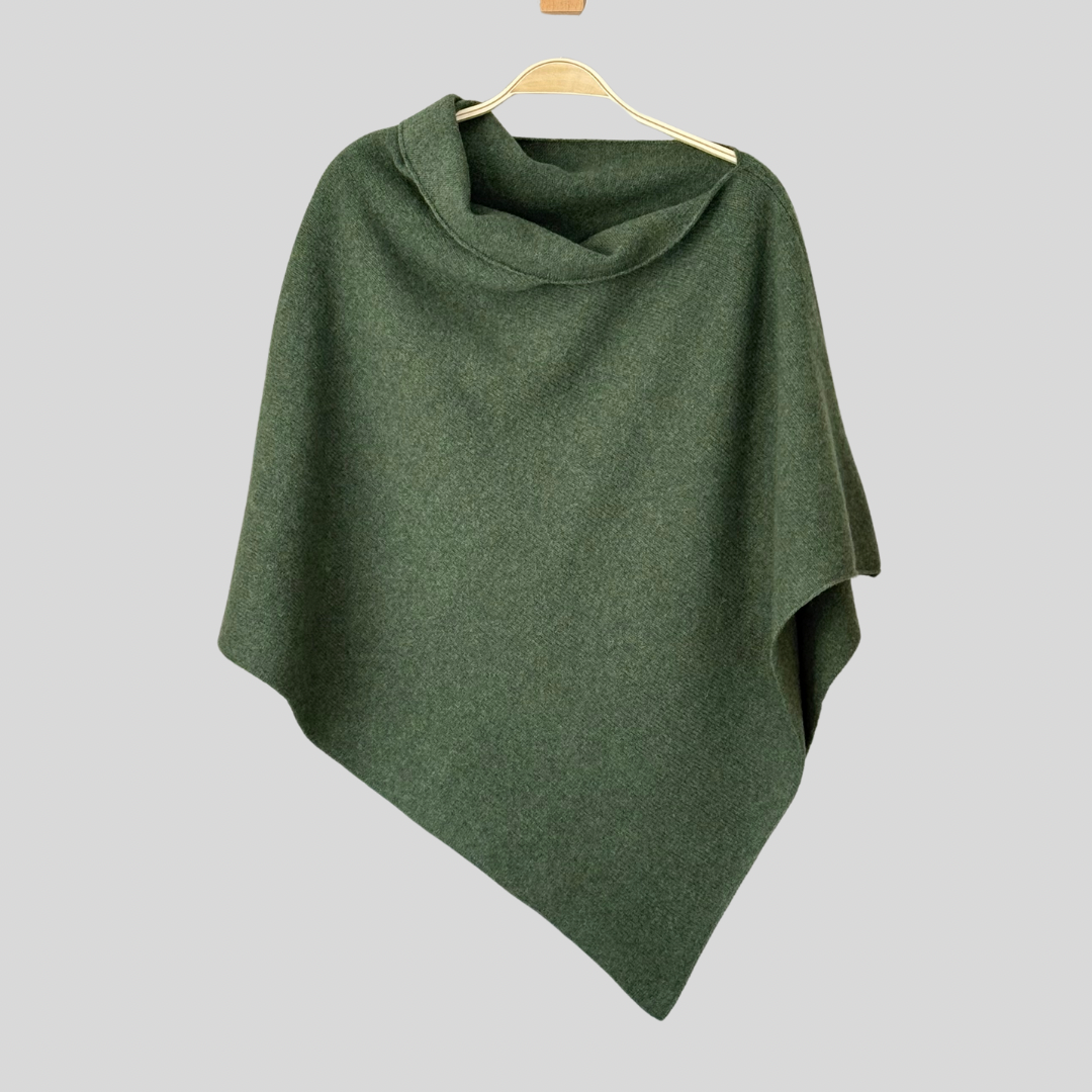 Poncho rosemary green merino lambswool