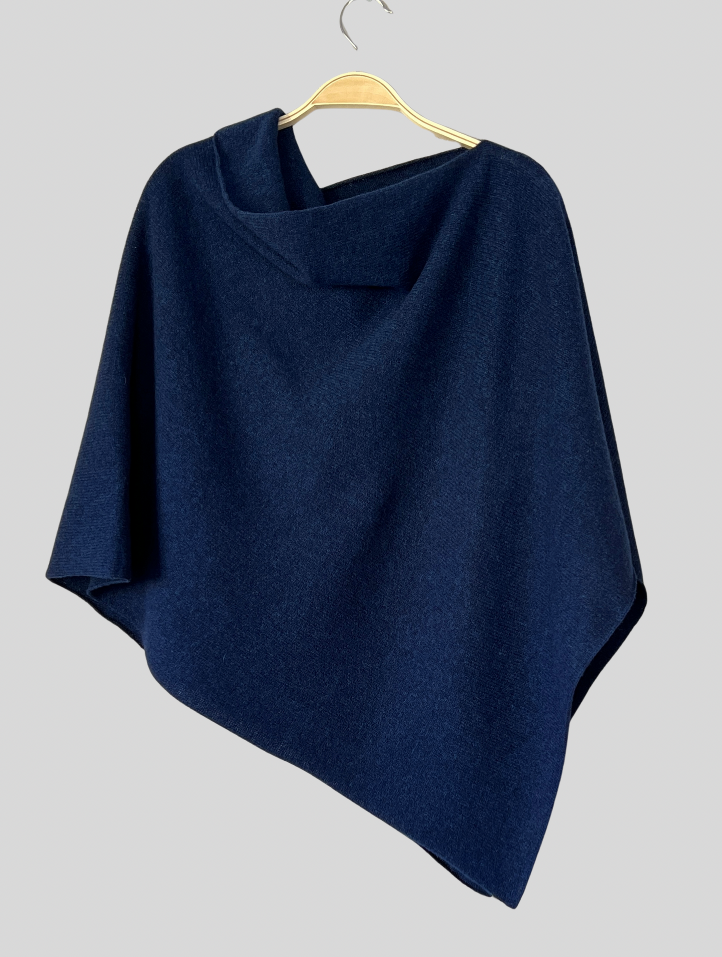 Poncho indigo blue merino lambswool