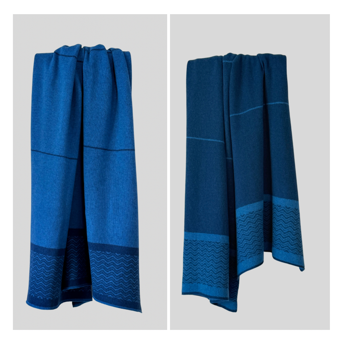 Shawl scarf wrap neptune and malabar blue wave pattern and stripes