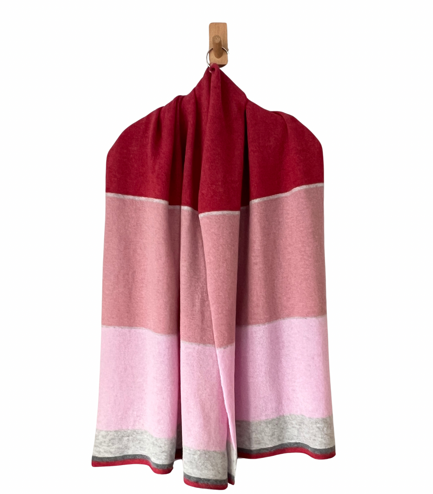 Scarf Wrap Shawl in pink stripes with touch of grey soft merino lambswool