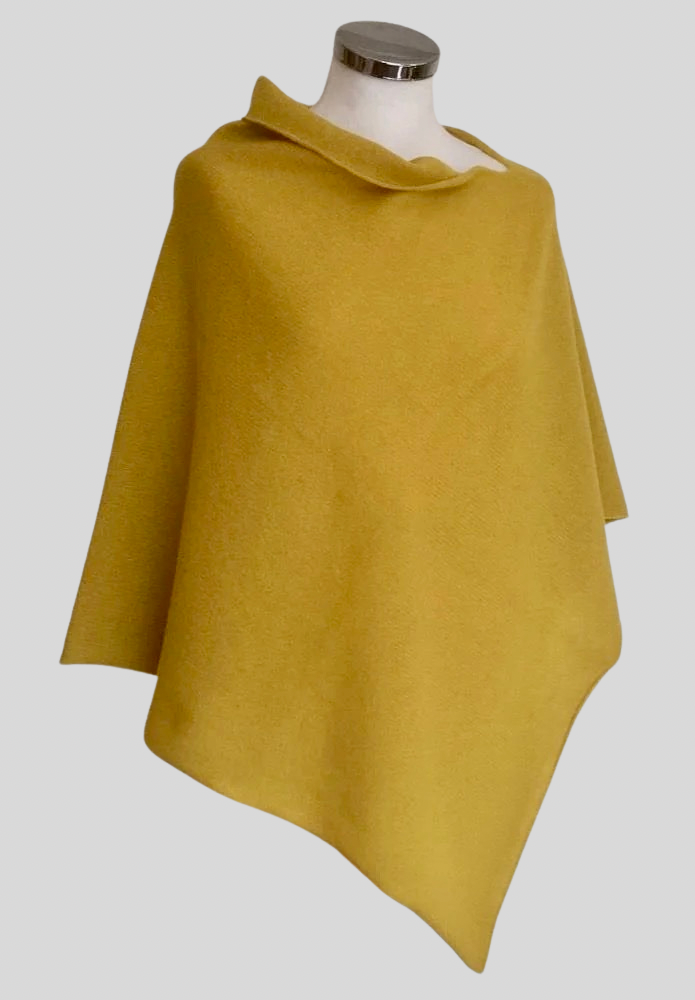 Poncho piccalilli yellow merino lambswool