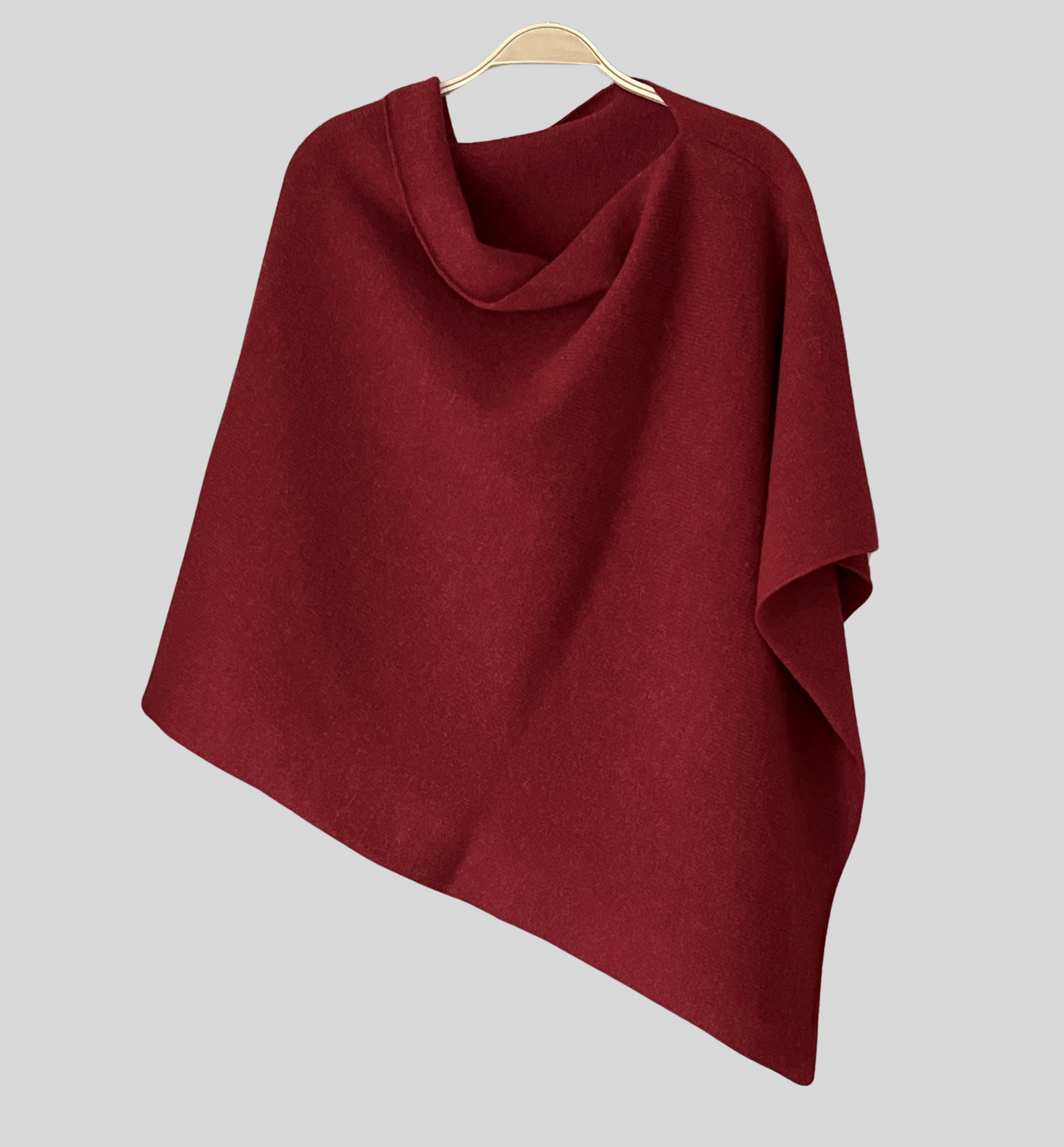 Poncho berry red merino lambswool