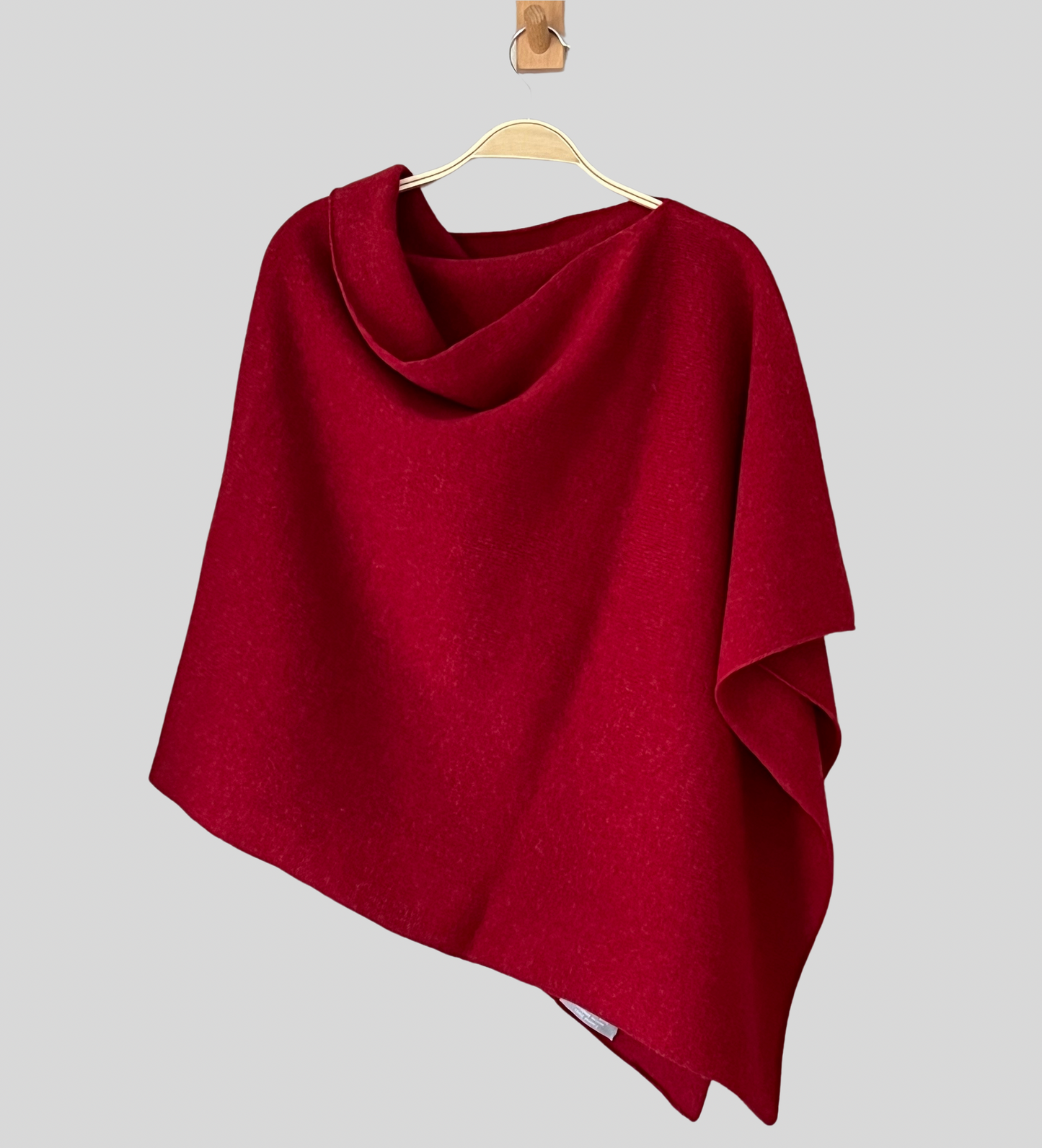 Poncho berry red merino lambswool