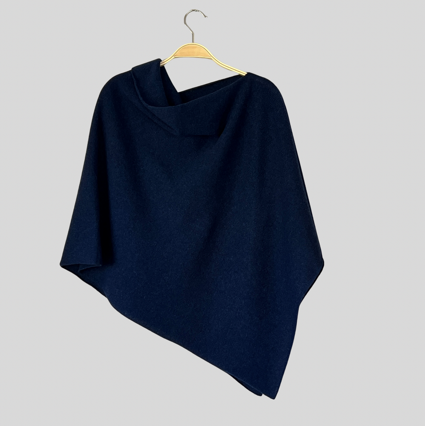 Poncho indigo blue merino lambswool