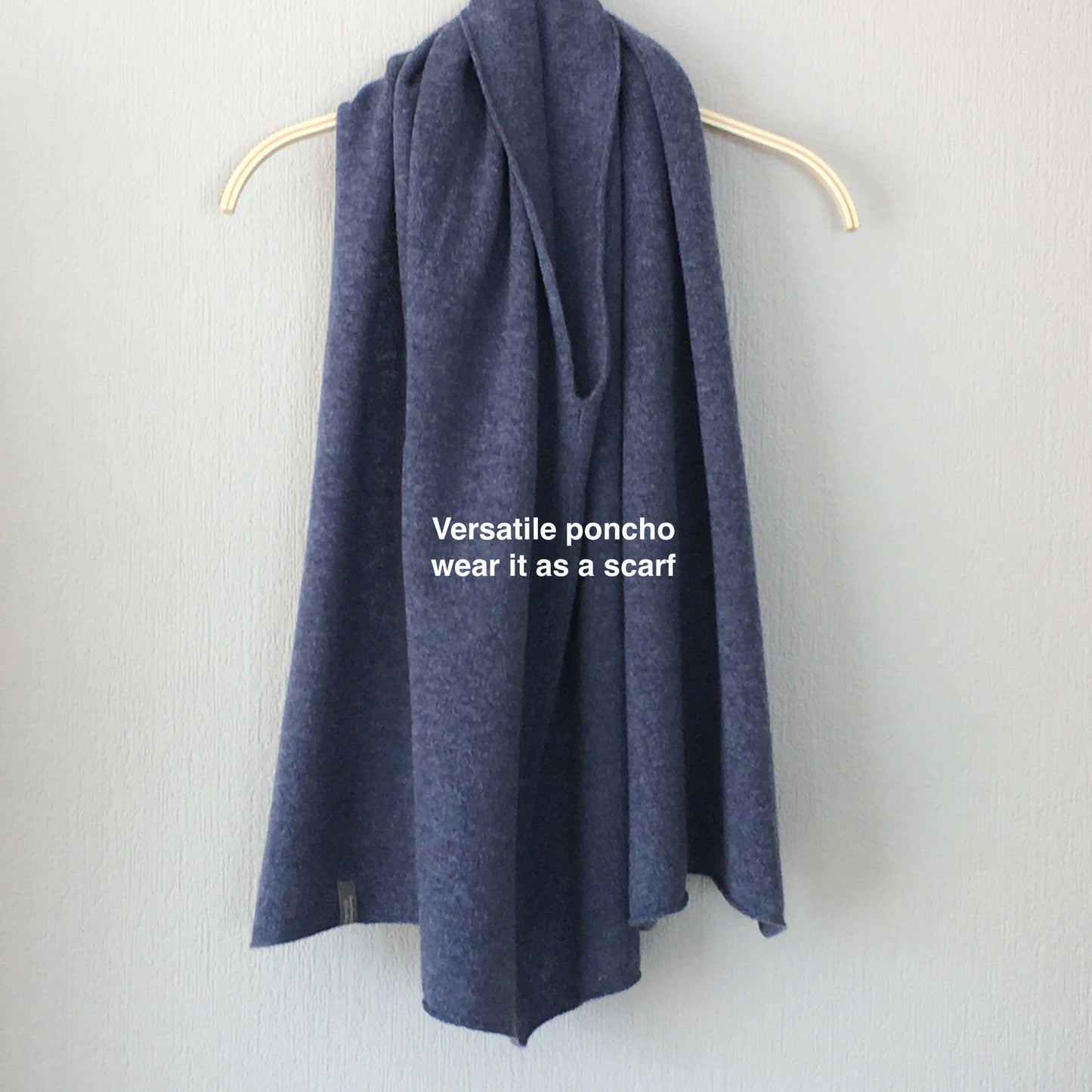 Poncho denim blue merino lambswool
