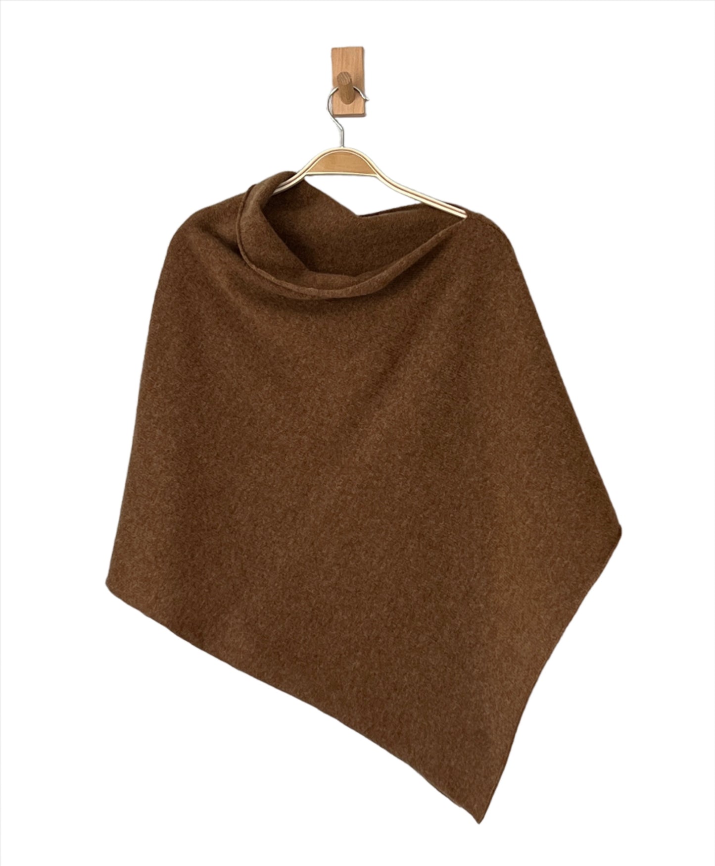 Poncho drift wood brown merino lambswool