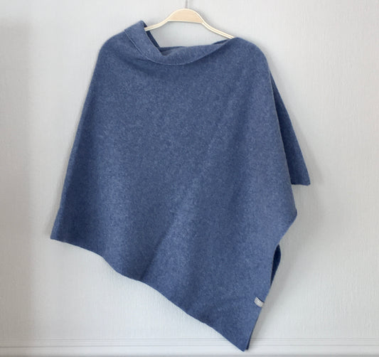 Poncho jeans blue merino lambswool