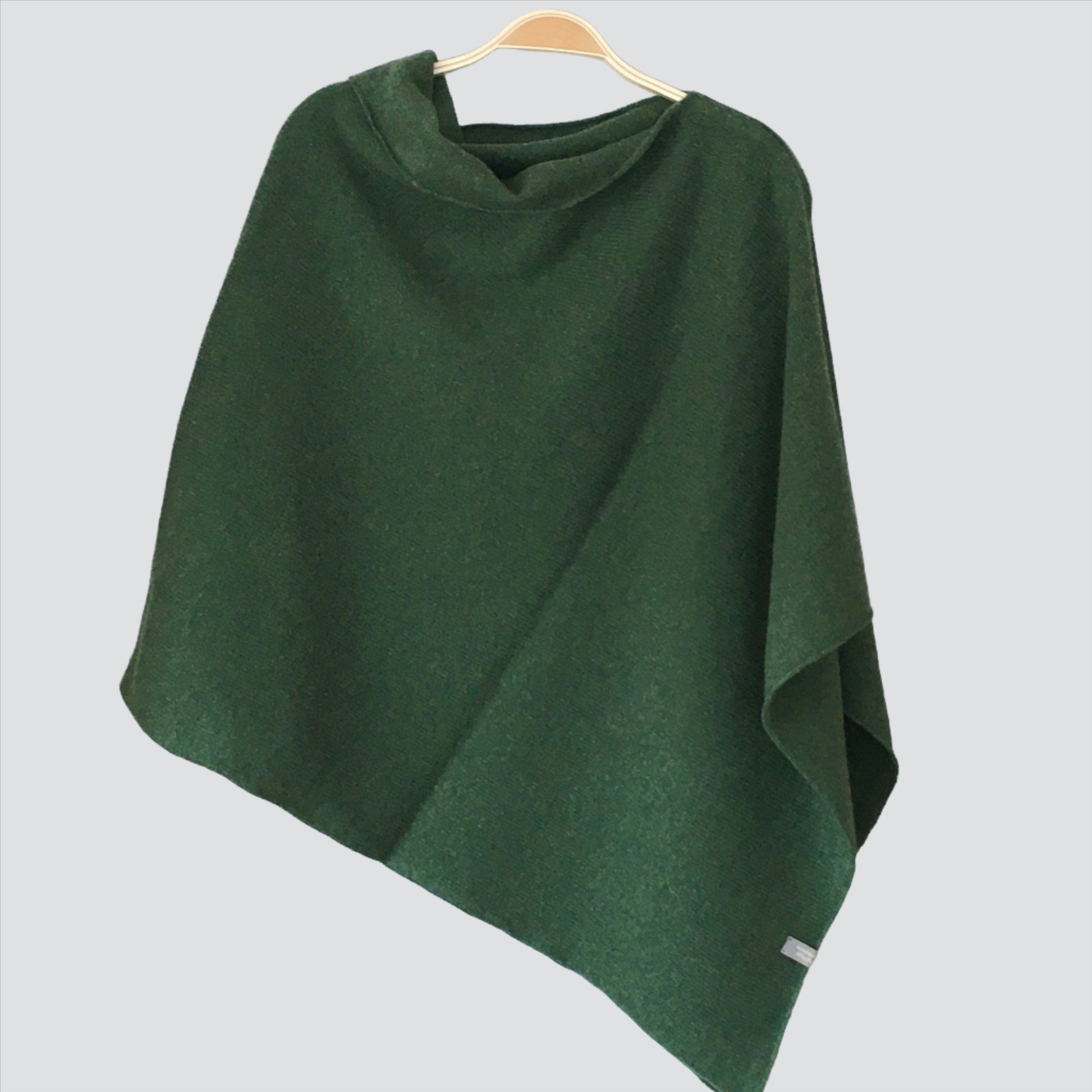 turf green poncho wrap merino lambswool FinesseKnits