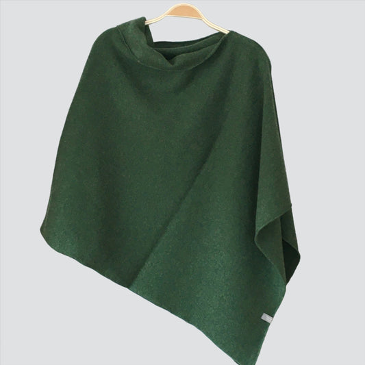 turf green poncho wrap merino lambswool FinesseKnits