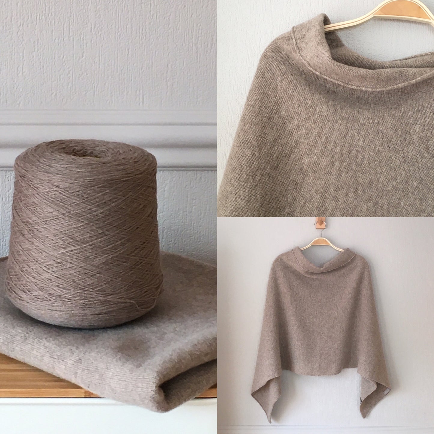 Poncho light mushroom brown  merino lambswool
