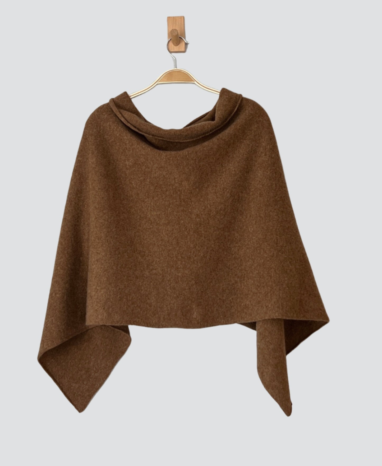 Poncho drift wood brown merino lambswool