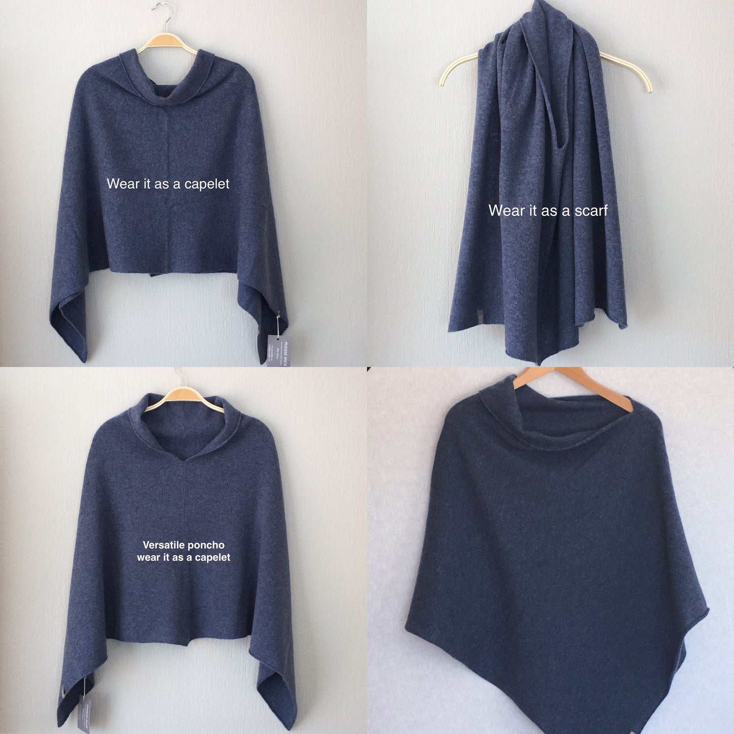 Poncho amethyst merino lambswool