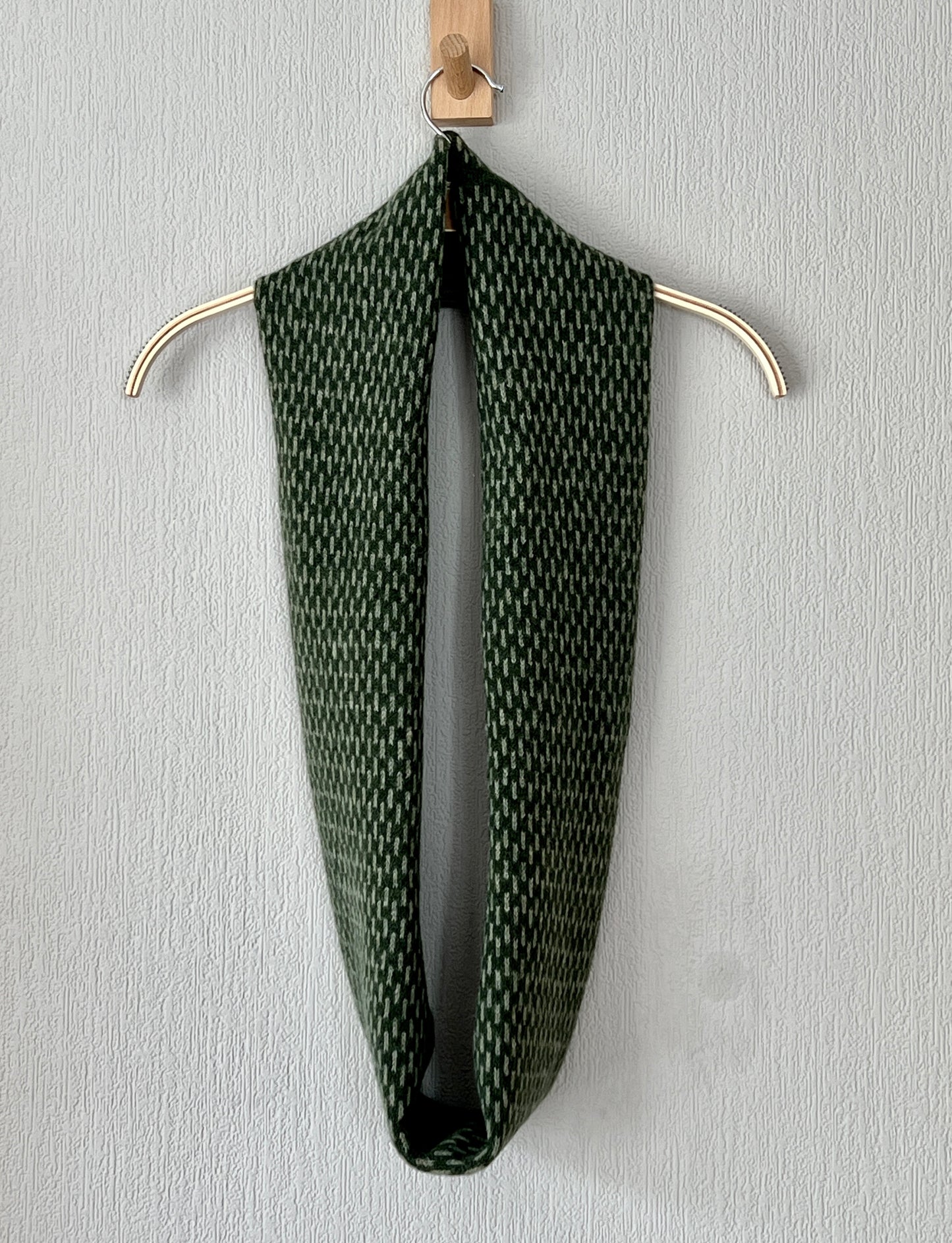 Snood - Infinity scarf soft merino lambswool rosemary green with orchard green dots