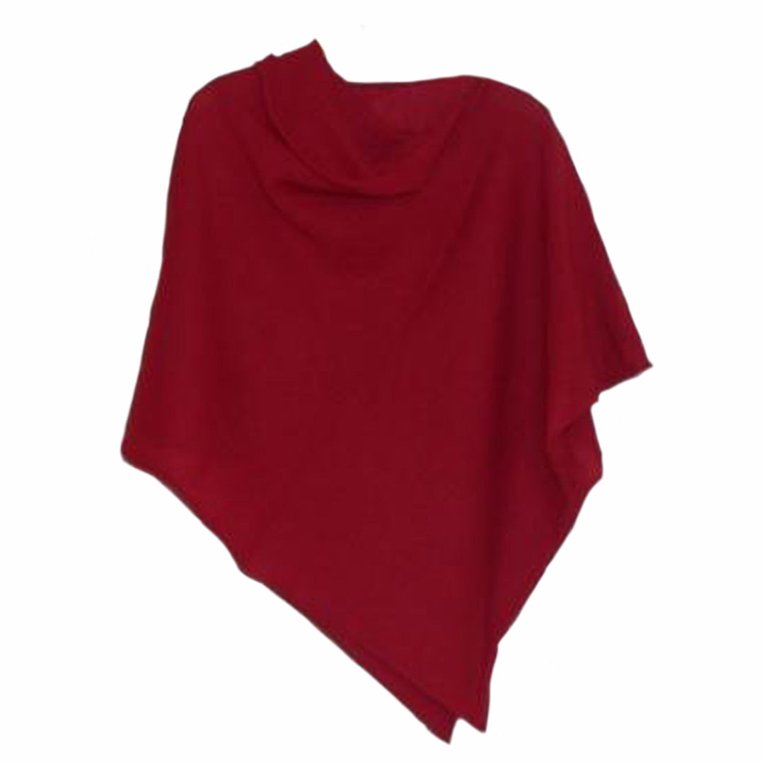 Poncho berry red merino lambswool