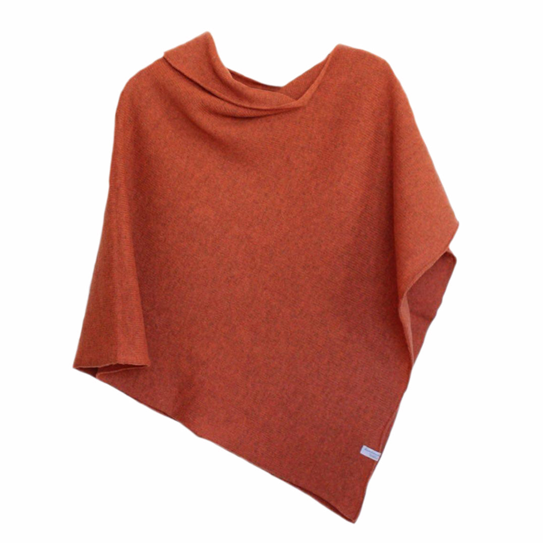 Poncho burnt orange merino lambswool