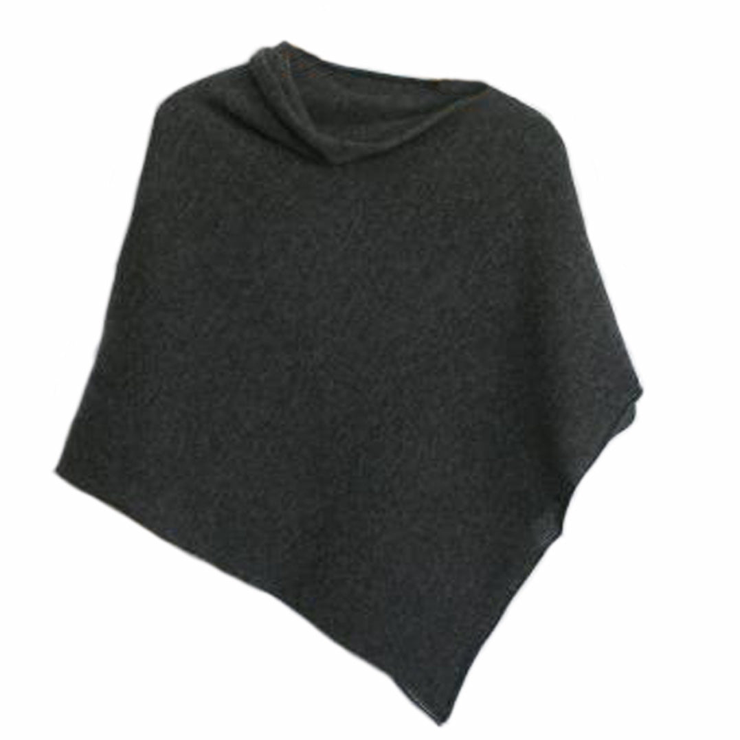 Poncho coal grey merino lambswool