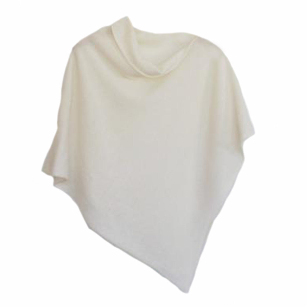 Poncho natural white merino lambswool
