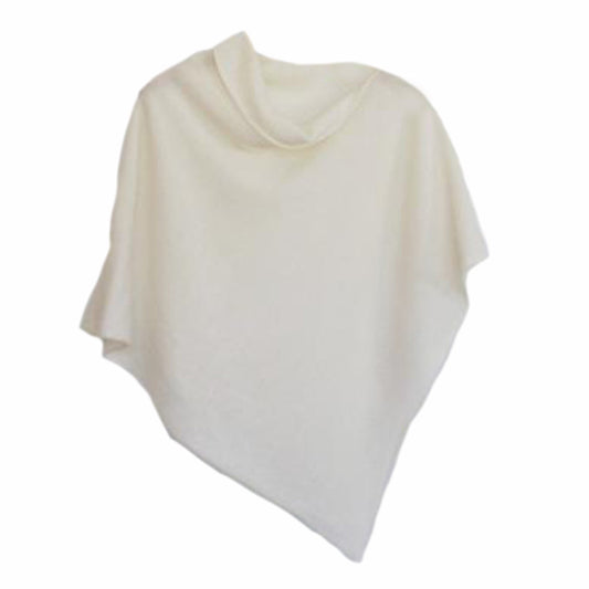 Poncho natural white merino lambswool