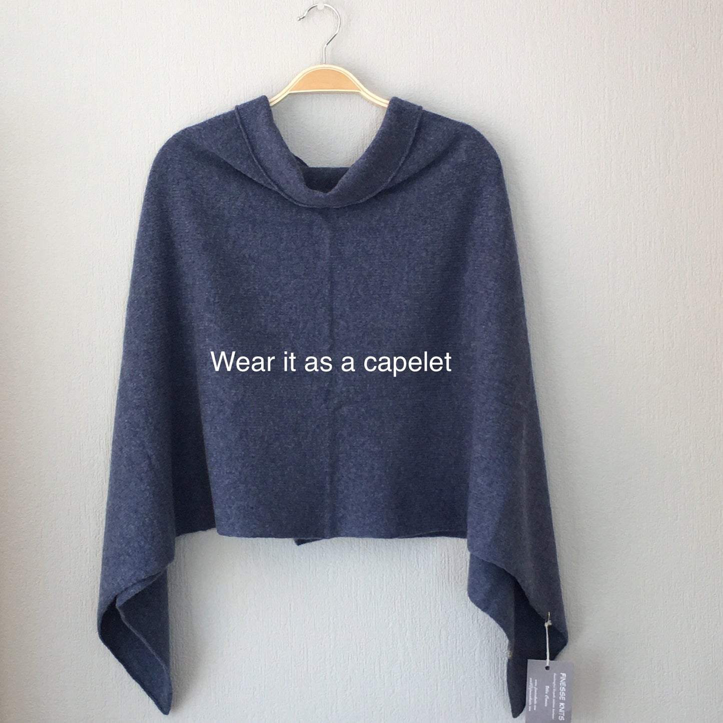 Poncho denim blue merino lambswool