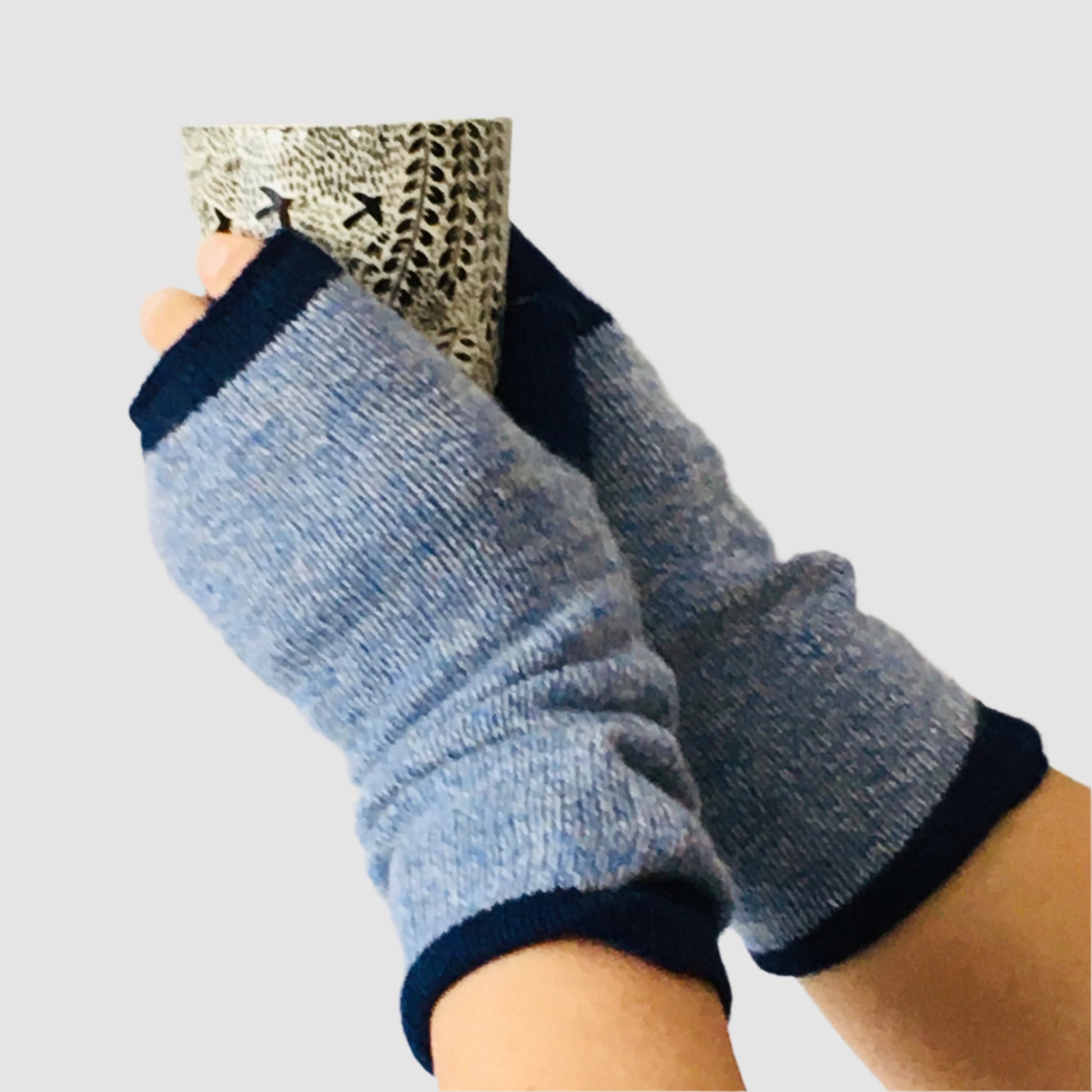 Finesse Knits wrist warmers, fingerless mittens, merino wool, lambs wool