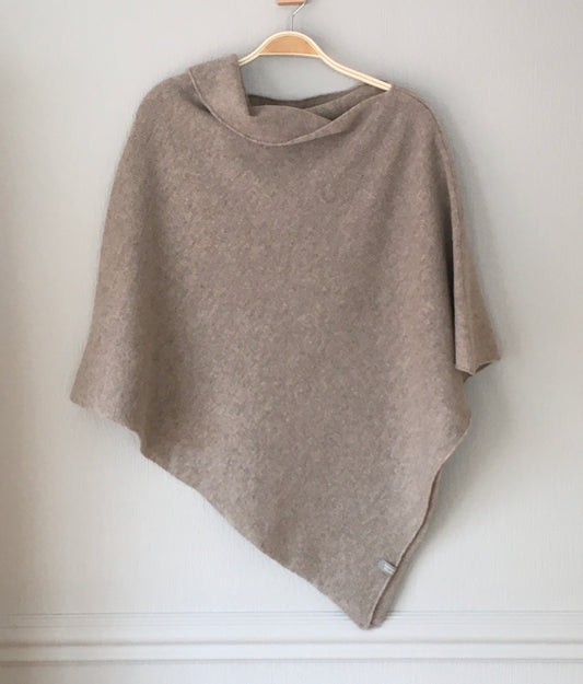 Poncho light mushroom brown  merino lambswool