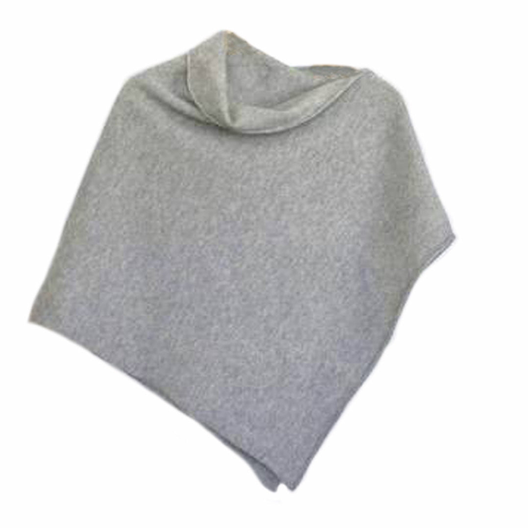Poncho pearl grey merino lambswool