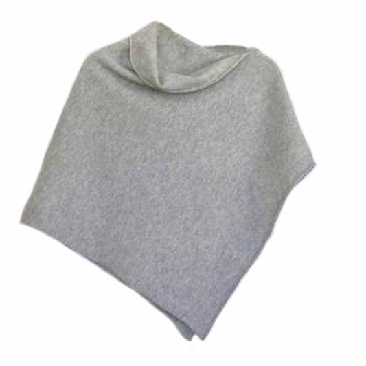 Poncho pearl grey merino lambswool