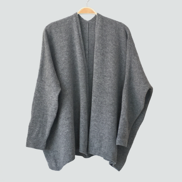 Cardigan edge to edge boxy style uniform grey (no buttons) - Made to Order
