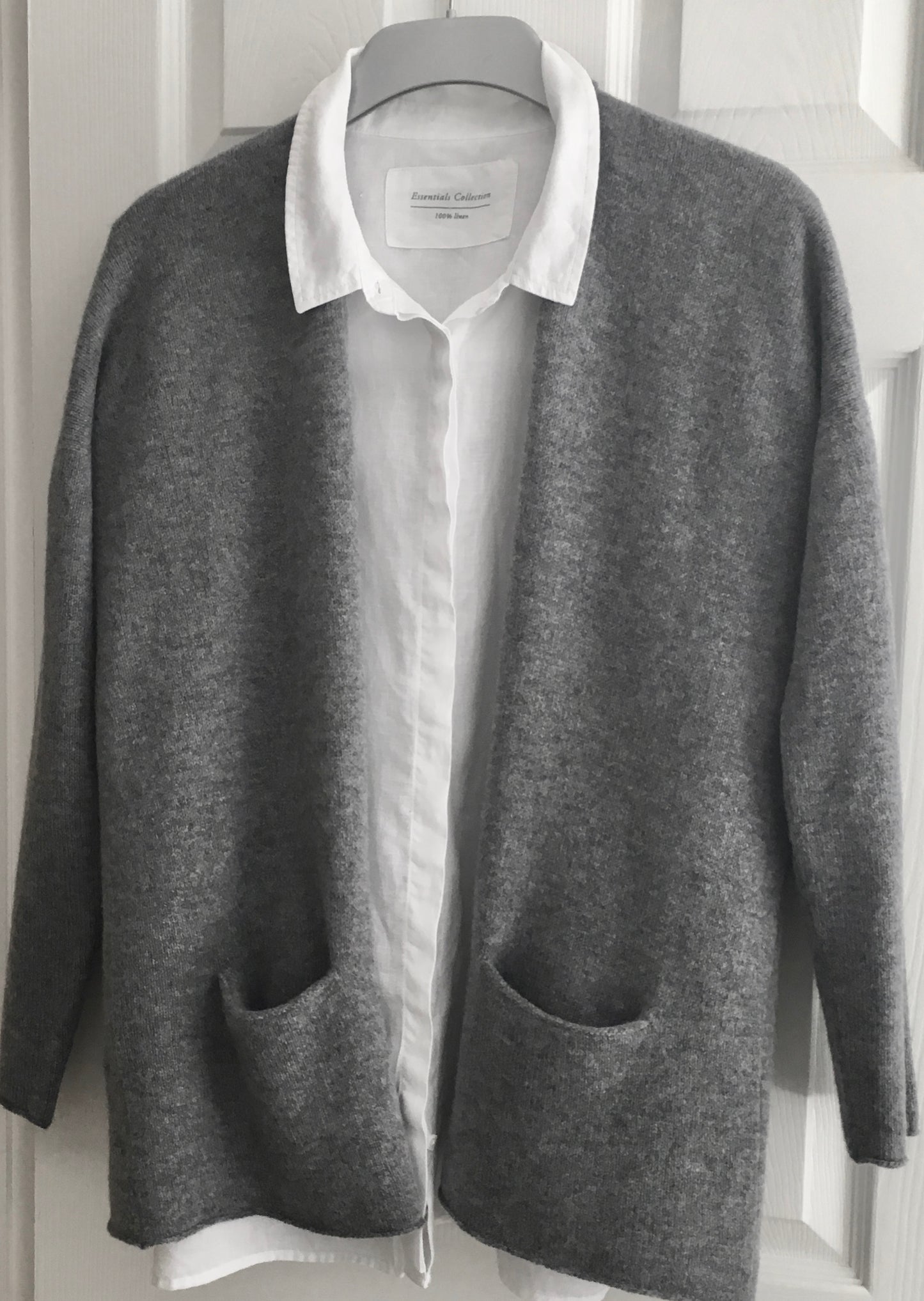 FinesseKnits girlfriend cardigan merino lambswool uniform grey