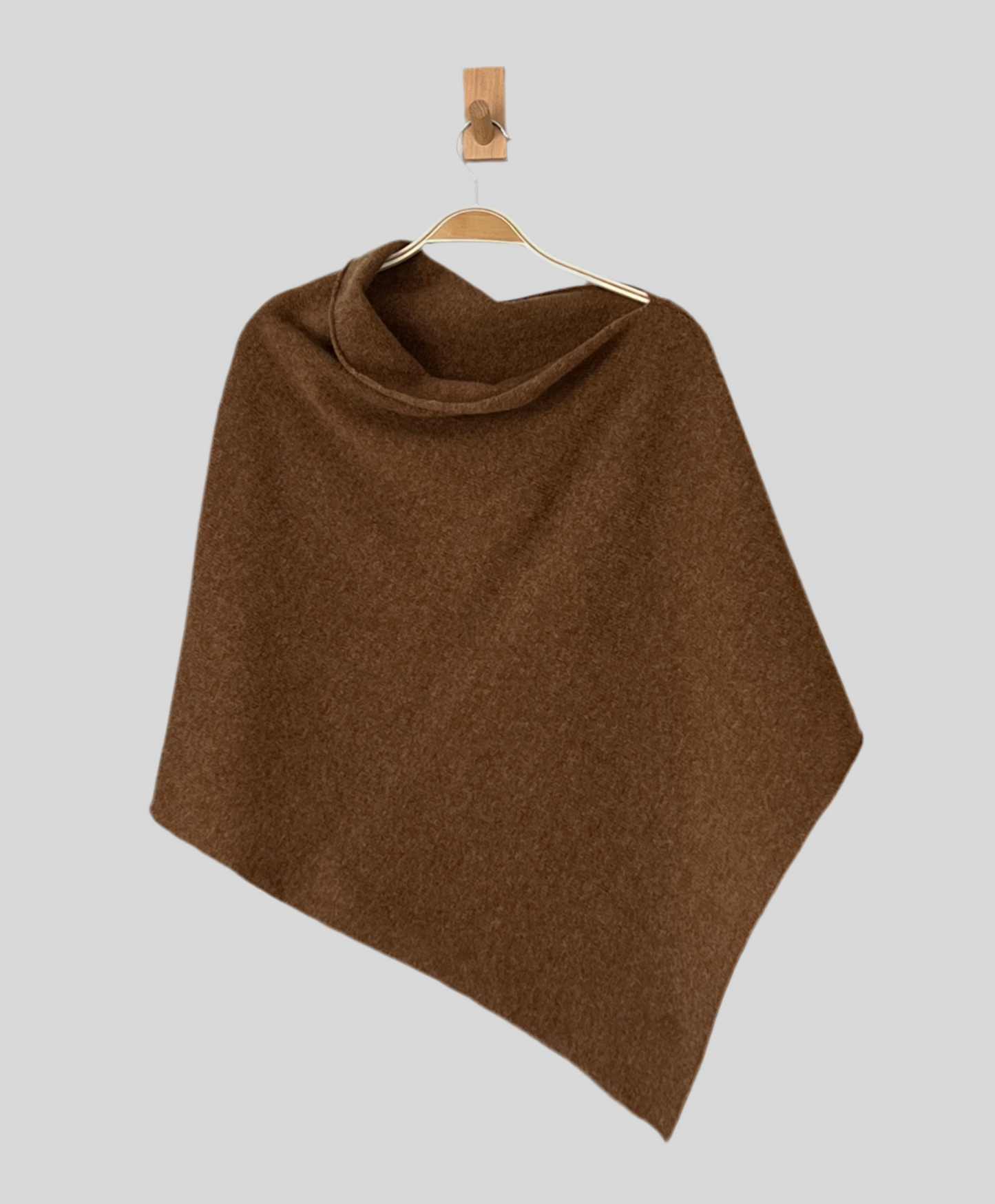 Poncho drift wood brown merino lambswool
