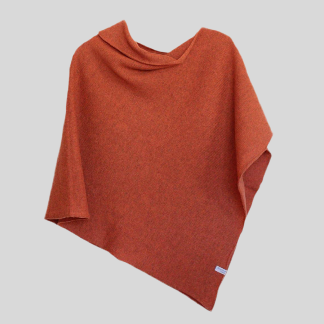 Poncho burnt orange merino lambswool