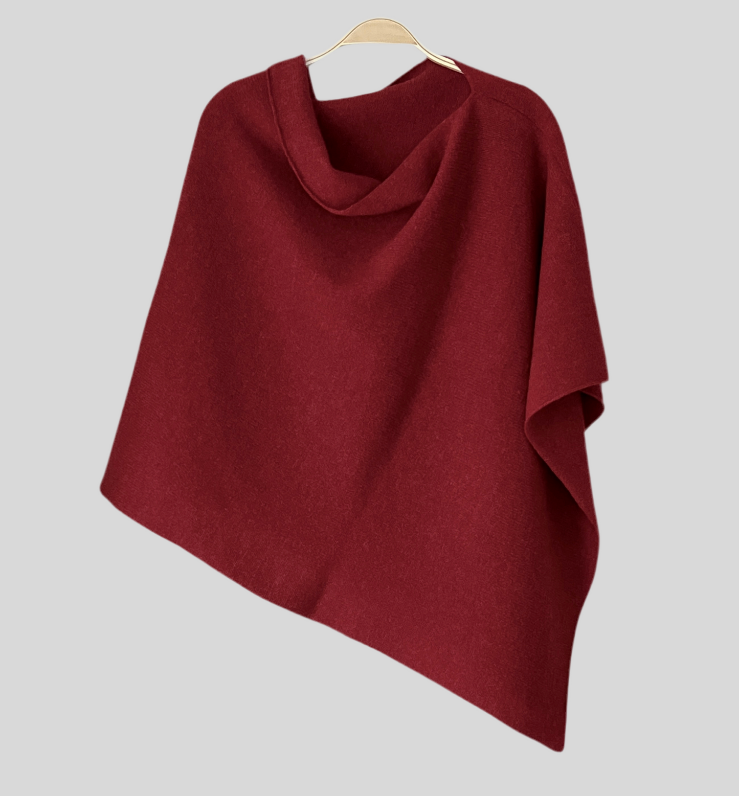 Poncho berry red merino lambswool