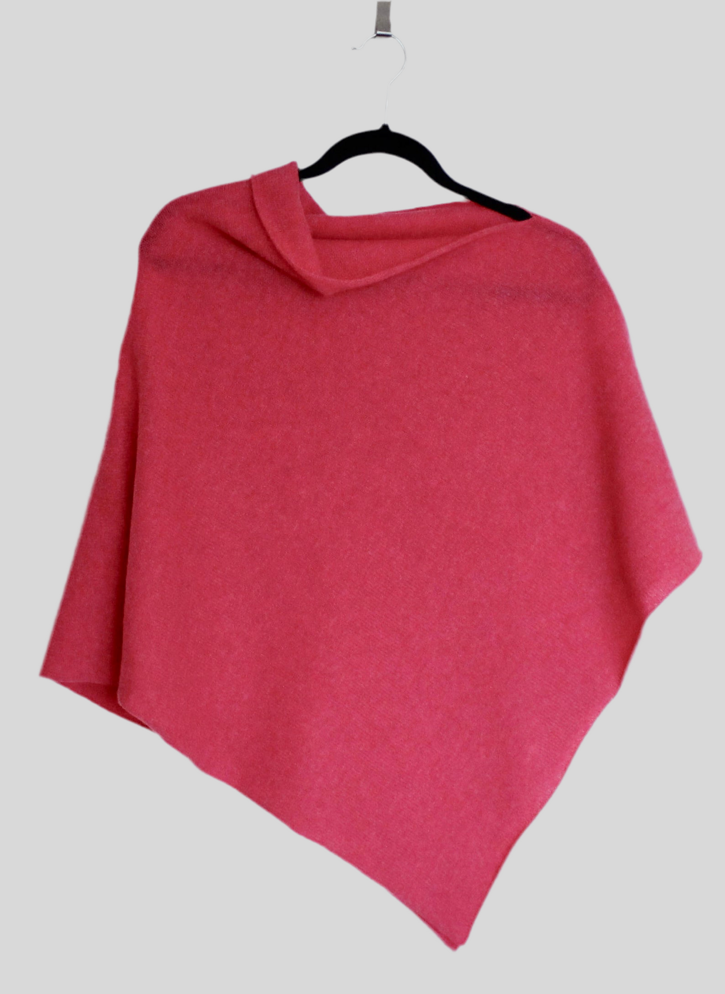 Poncho fuchsia pink merino lambswool